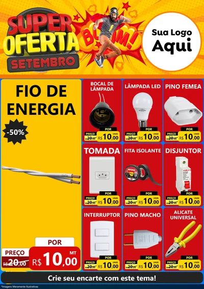 Modelo de Encarte para Encarte A4 Vertical com o tema Super Oferta Setembro para Materiais Elétricos