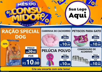 Modelo de Encarte para Encarte A4 Horizontal com o tema Mês do Consumidor para Pet Shop