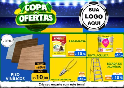 Modelo de Encarte para Encarte A4 Horizontal com o tema Copa de Ofertas para Material para Construção