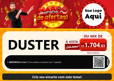 Modelo de Cartaz para Cartaz A4 Horizontal com o tema Março de Ofertas! para Concessionaria de Carros