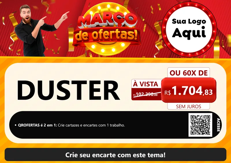 Modelo de Cartaz para Cartaz A4 Horizontal com o tema Março de Ofertas! para Concessionaria de Carros