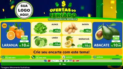 Modelo de TV para TV Horizontal com o tema Ofertas do Feriado - Proclamação da República para Hortifrúti