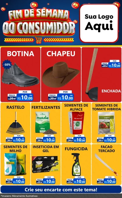 Modelo de Encarte para Encarte Grande com o tema Fim de Semana do Consumidor para Agropecuária
