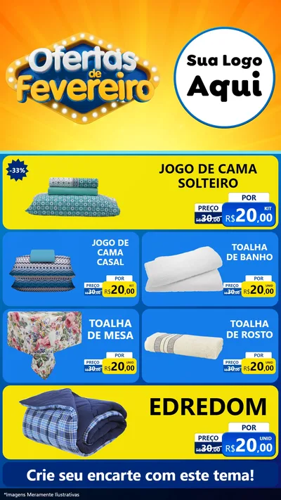 Modelo de TV para TV Vertical com o tema Ofertas de Fevereiro para Cama, Mesa e Banho
