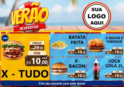 Modelo de Encarte para Encarte A4 Horizontal com o tema Verão de Ofertas para Hamburgueria