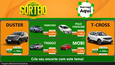 Modelo de TV para TV Horizontal com o tema Super Sorteio para Concessionaria de Carros