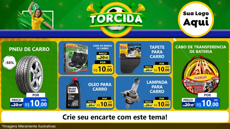 Modelo de TV para TV Horizontal com o tema Torcida para Auto peças