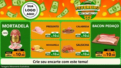 Modelo de TV para TV Horizontal com o tema Comece Fevereiro Economizando para Frios e Laticínios