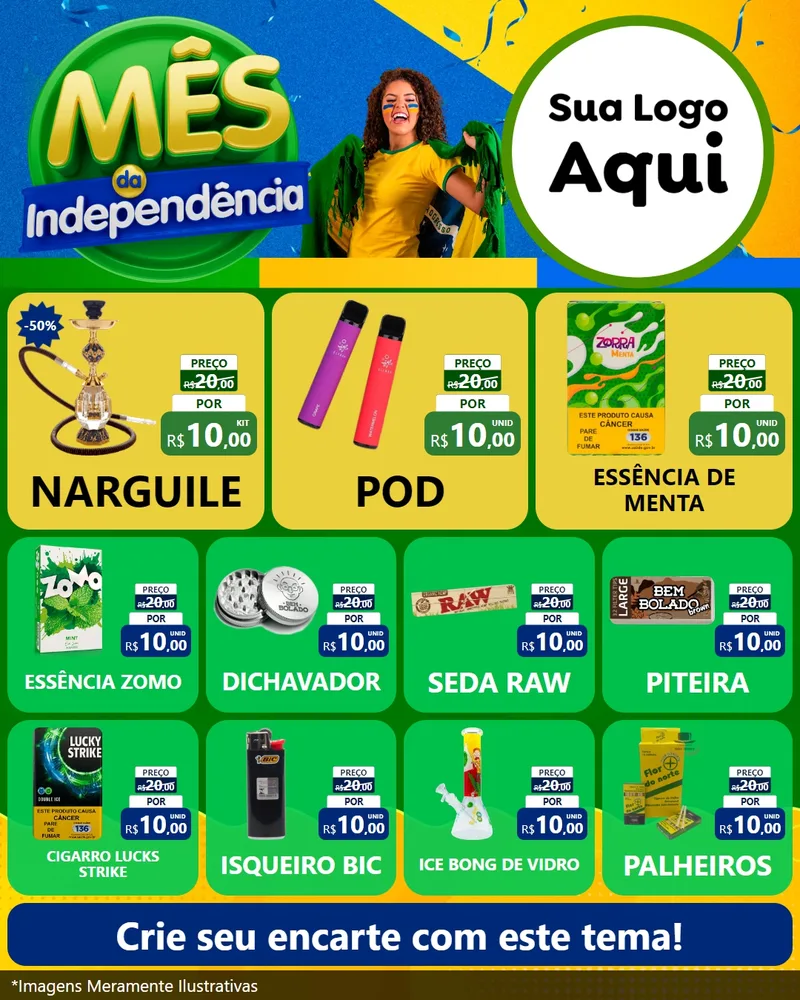 Modelo de Rede Social para Feed Instagram com o tema Mês da Independência para Tabacaria