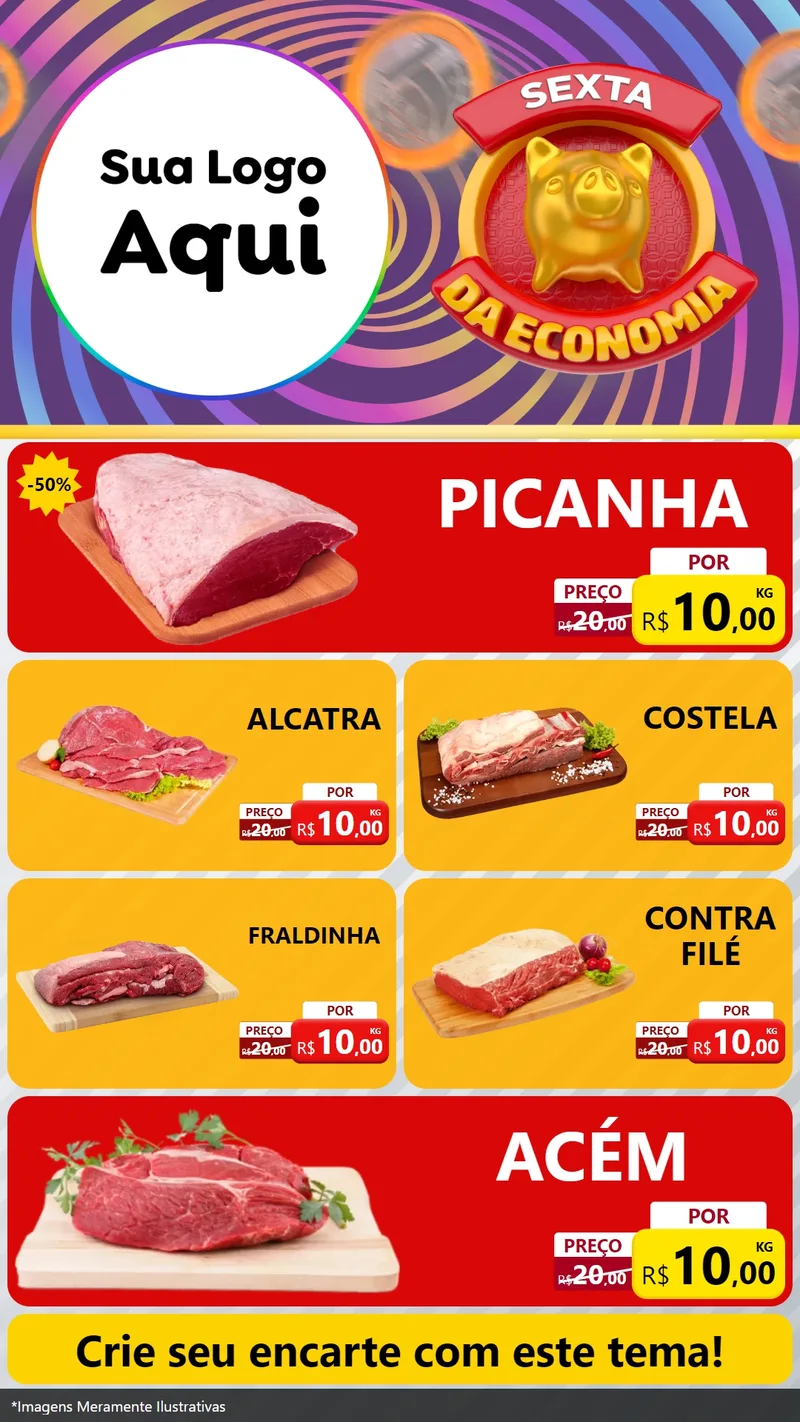 Modelo de TV para TV Vertical com o tema Sexta da Economia para Açougue