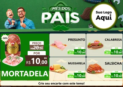 Modelo de Encarte para Encarte A4 Horizontal com o tema Mês dos Pais para Frios e Laticínios