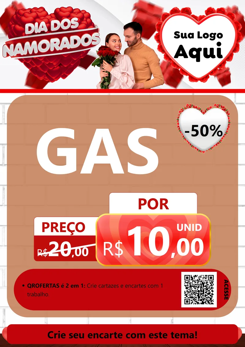 Modelo de Cartaz para Cartaz A4 Vertical com o tema Dia dos Namorados para Água e gás