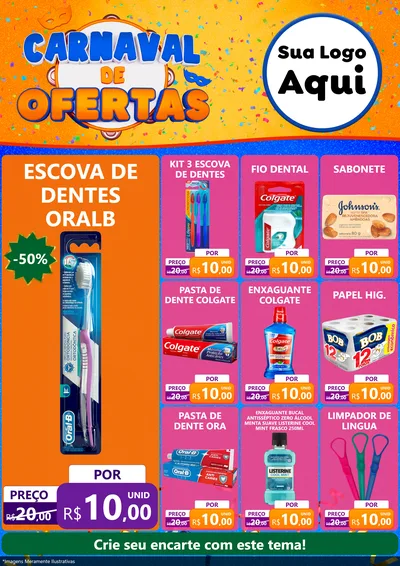 Modelo de Encarte para Encarte A4 Vertical com o tema Carnaval de Ofertas para Higiene Pessoal