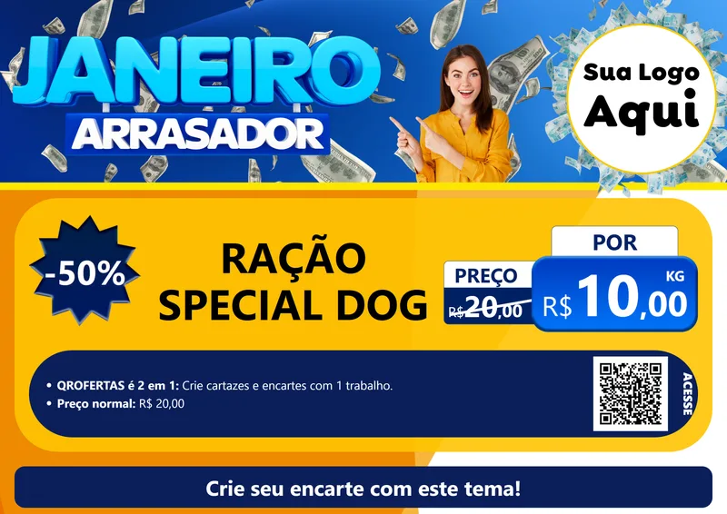 Modelo de Cartaz para Cartaz A4 Horizontal com o tema Janeiro Arrasador para Pet Shop