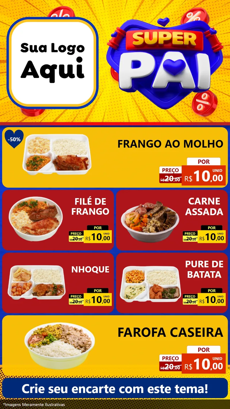 Modelo de TV para TV Vertical com o tema Super Pai para Restaurante