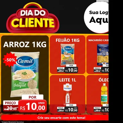 Modelo de Rede Social para Feed Facebook com o tema Dia do Cliente para Supermercado