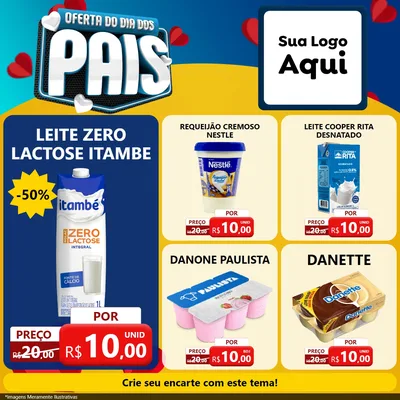 Modelo de Rede Social para Feed Facebook com o tema Oferta Do Dia Dos Pais para Frios e Laticínios