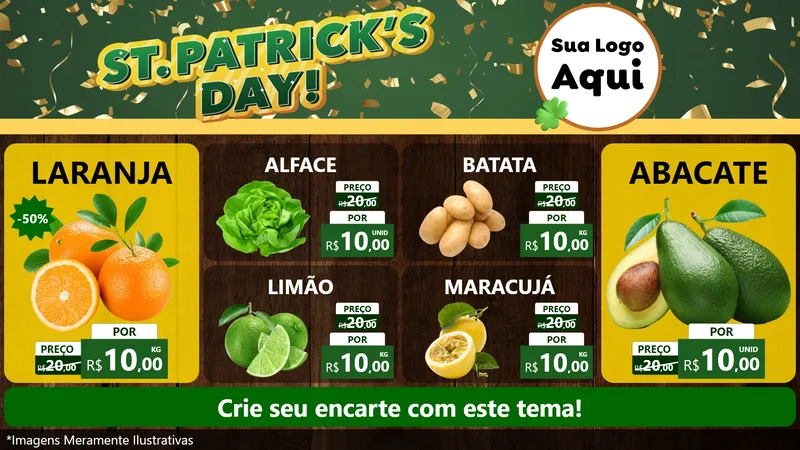 Modelo de TV para TV Horizontal com o tema St Patriks Day para Hortifrúti