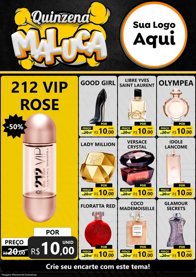 Modelo de Encarte para Encarte A4 Vertical com o tema Quinzena Maluca para Perfumes