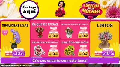 Modelo de TV para TV Horizontal com o tema Especial Dia da Mulher para Floricultura e jardim
