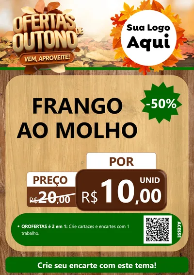 Modelo de Cartaz para Cartaz A4 Vertical com o tema Ofertas de Outono - Vem, Aproveite! para Restaurante
