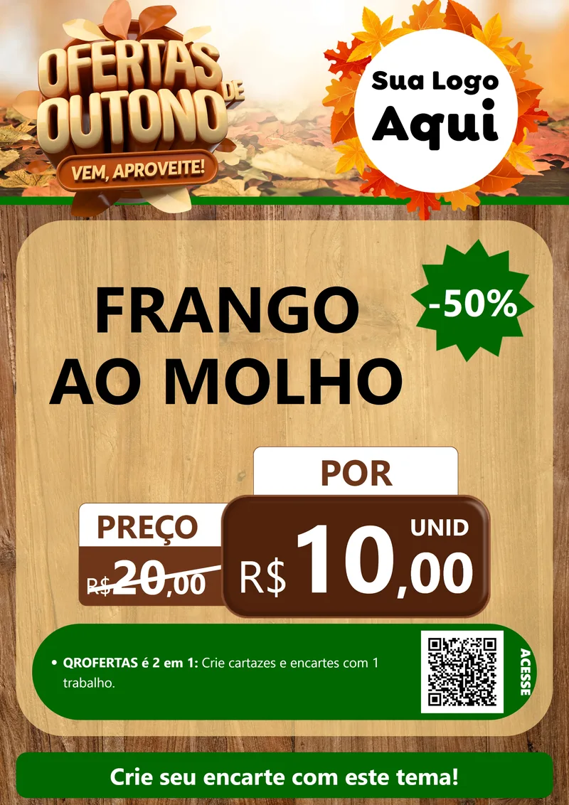 Modelo de Cartaz para Cartaz A4 Vertical com o tema Ofertas de Outono - Vem, Aproveite! para Restaurante