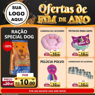 Modelo de Rede Social para Feed Facebook com o tema Ofertas de Fim de Ano para Pet Shop