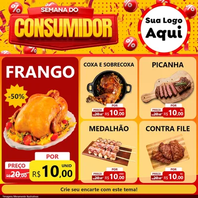 Modelo de Rede Social para Feed Facebook com o tema Semana do Consumidor para Assados