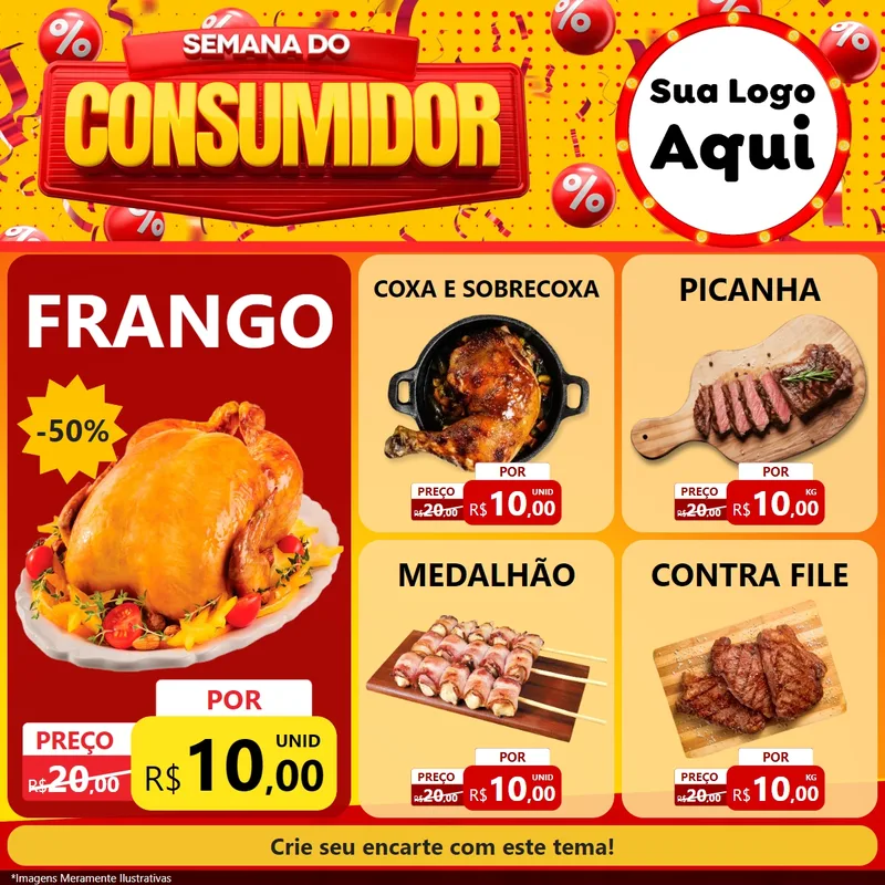 Modelo de Rede Social para Feed Facebook com o tema Semana do Consumidor para Assados