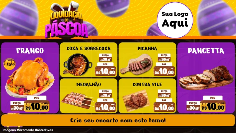 Modelo de TV para TV Horizontal com o tema Liquidação de Páscoa para Assados