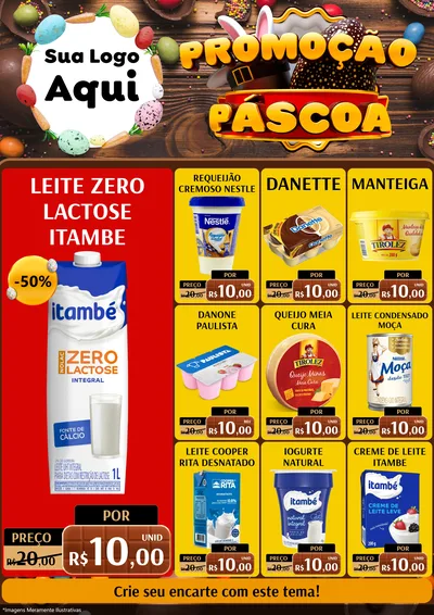 Modelo de Encarte para Encarte A4 Vertical com o tema Promoção Páscoa para Frios e Laticínios