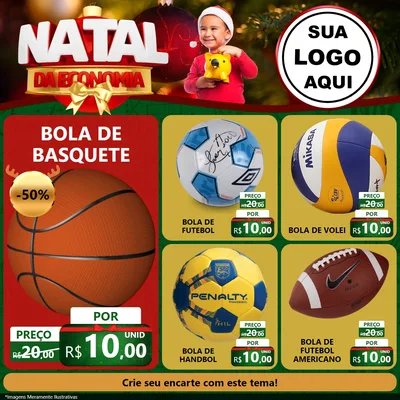 Modelo de Rede Social para Feed Facebook com o tema Natal da Economia para Artigos Esportivos