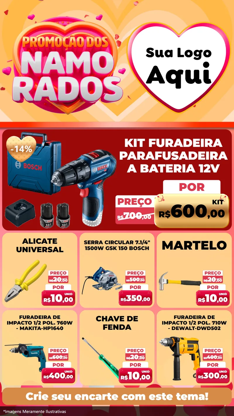 Modelo de Rede Social para Stories com o tema Promoção dos Namorados para Maquinas e Ferramentas