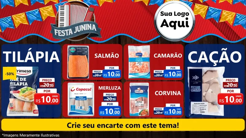 Modelo de TV para TV Horizontal com o tema Festa Junina para Peixaria