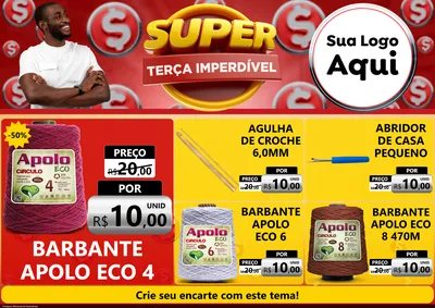 Modelo de Encarte para Encarte A4 Horizontal com o tema Super Terça Imperdível para Armarinho e Aviamentos