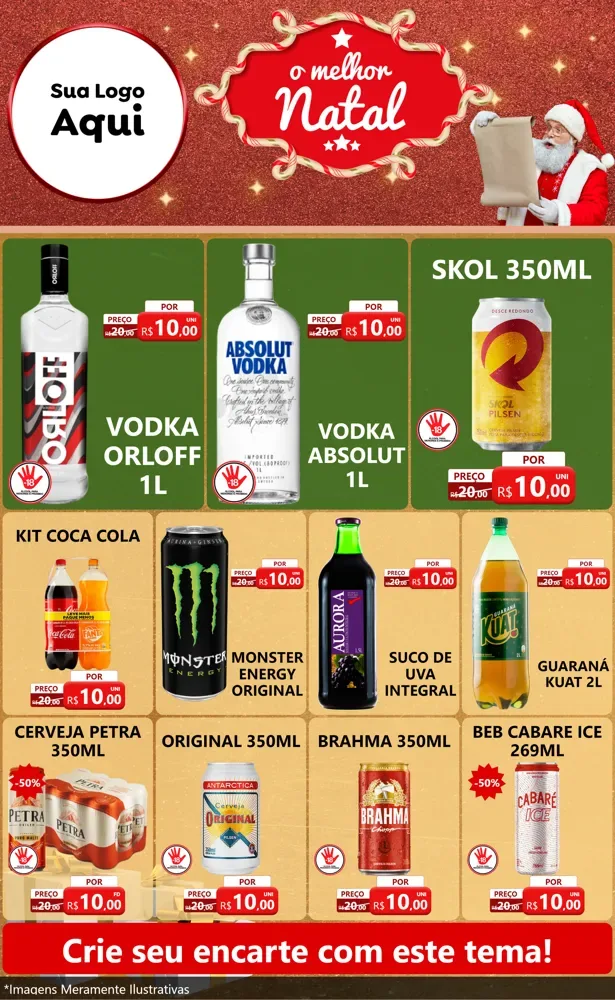 Modelo de Encarte para Encarte Grande com o tema O Melhor Natal para Distribuidora de bebidas