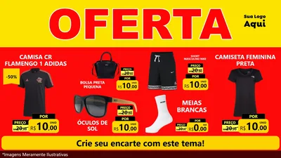 Modelo de TV para TV Horizontal com o tema OFERTA - Vermelho Cartaz para Roupas e acessórios