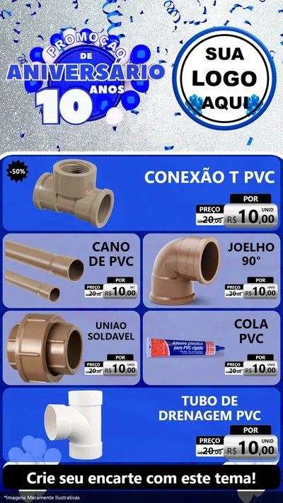 Modelo de TV para TV Vertical com o tema Promoção de Aniversário - 10 Anos para Tubos e conexões