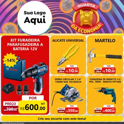 Modelo de Rede Social para Feed Facebook com o tema Quarta da Economia para Maquinas e Ferramentas