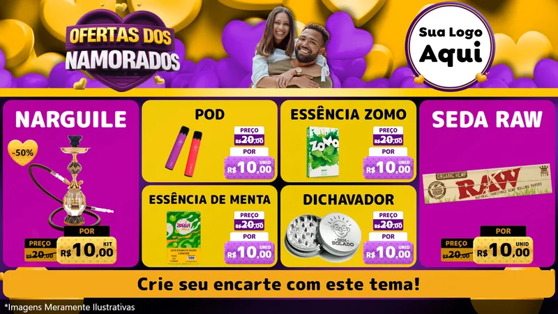 Modelo de TV para TV Horizontal com o tema Oferta Dos Namorados para Tabacaria