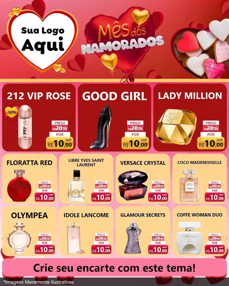 Modelo de Rede Social para Feed Instagram com o tema Mês dos Namorados para Perfumes