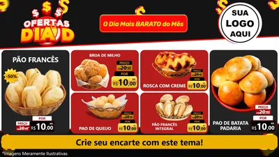 Modelo de TV para TV Horizontal com o tema Ofertas Dia D para Padaria