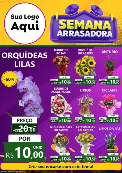 Modelo de Encarte para Encarte A4 Vertical com o tema Semana Arrasadora para Floricultura e jardim