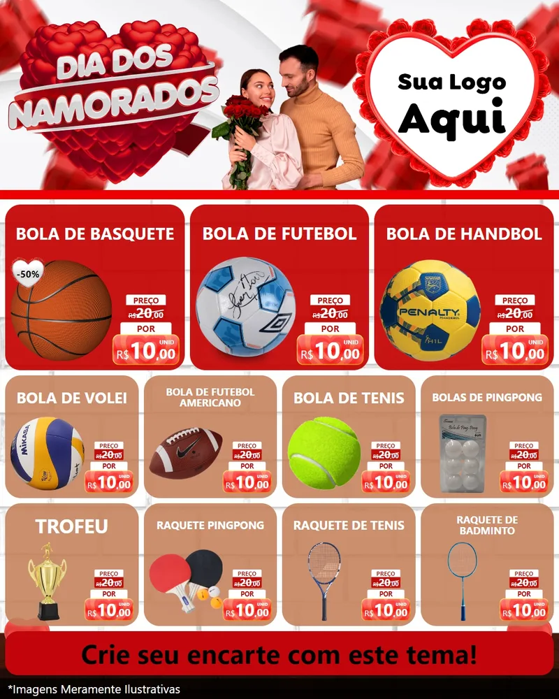 Modelo de Rede Social para Feed Instagram com o tema Dia dos Namorados para Artigos Esportivos