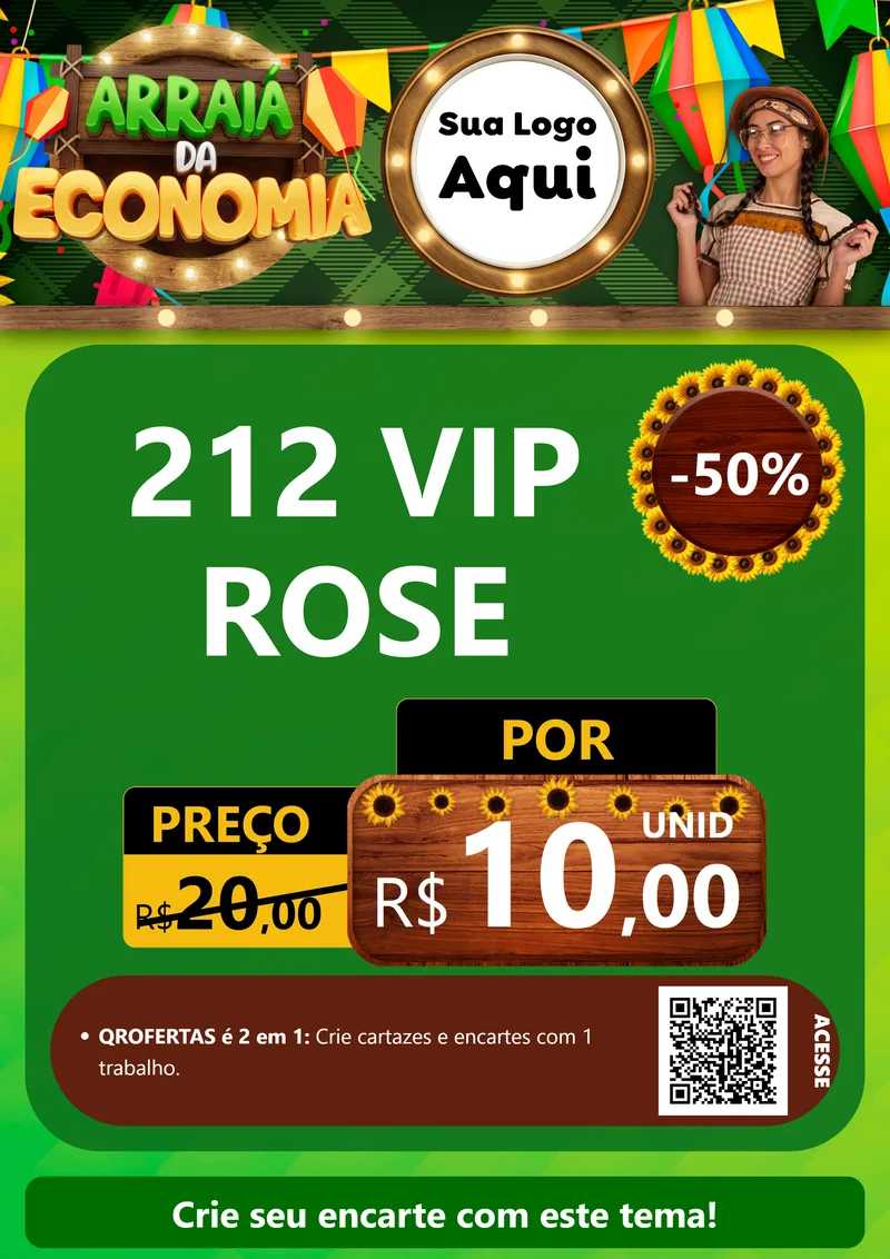 Modelo de Cartaz para Cartaz A4 Vertical com o tema Arraiá de Economia para Perfumes