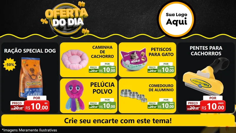 Modelo de TV para TV Horizontal com o tema Oferta Do Dia para Pet Shop