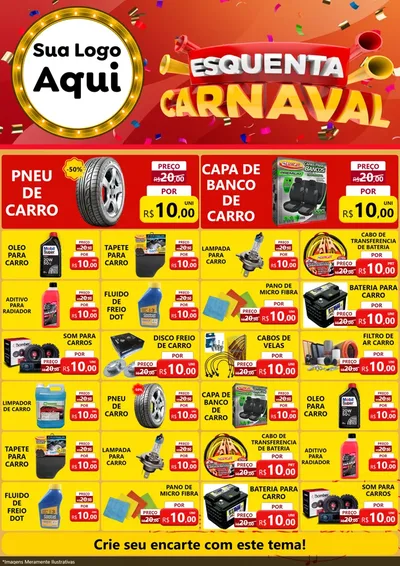 Modelo de Encarte para Encarte A4 Vertical com o tema Esquenta Carnaval para Auto peças