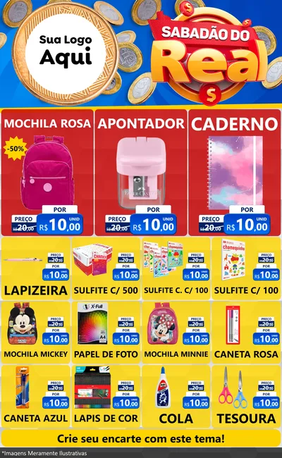 Modelo de Encarte para Encarte Grande com o tema Sabadão do Real para Papelaria