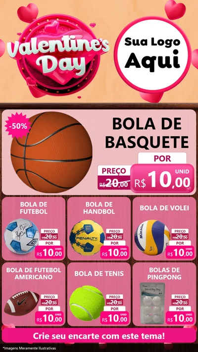 Modelo de Rede Social para Stories com o tema Valentine's Day para Artigos Esportivos