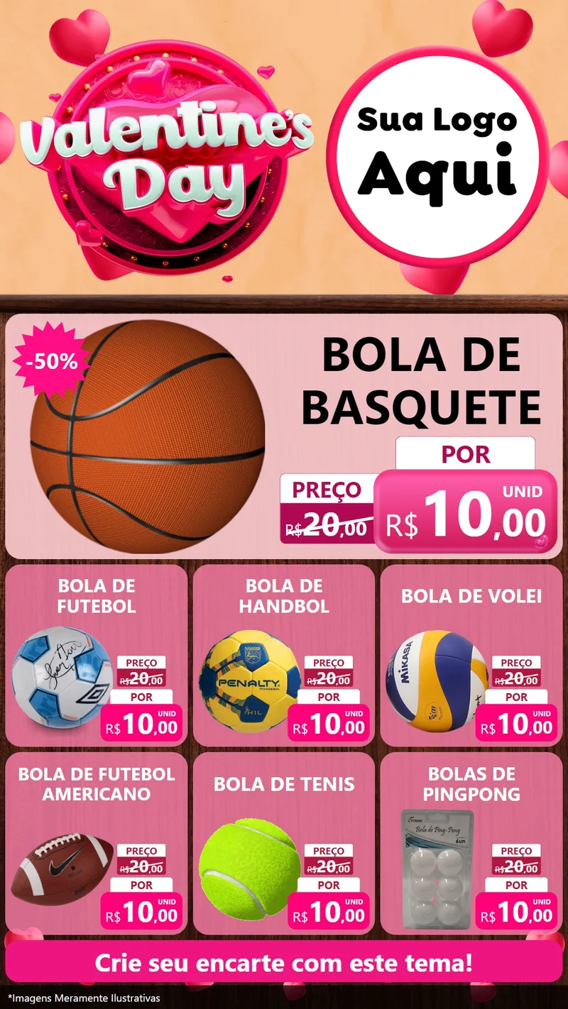 Modelo de Rede Social para Stories com o tema Valentine's Day para Artigos Esportivos